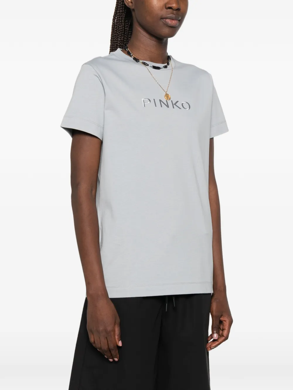 PINKO T-shirt met geborduurd logo Blauw