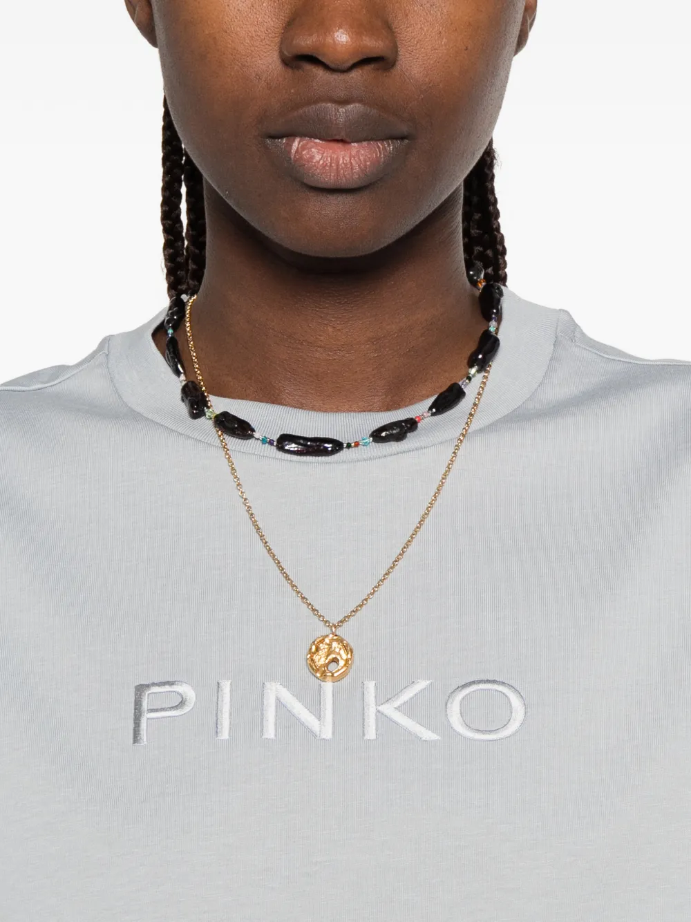 PINKO T-shirt met geborduurd logo Blauw