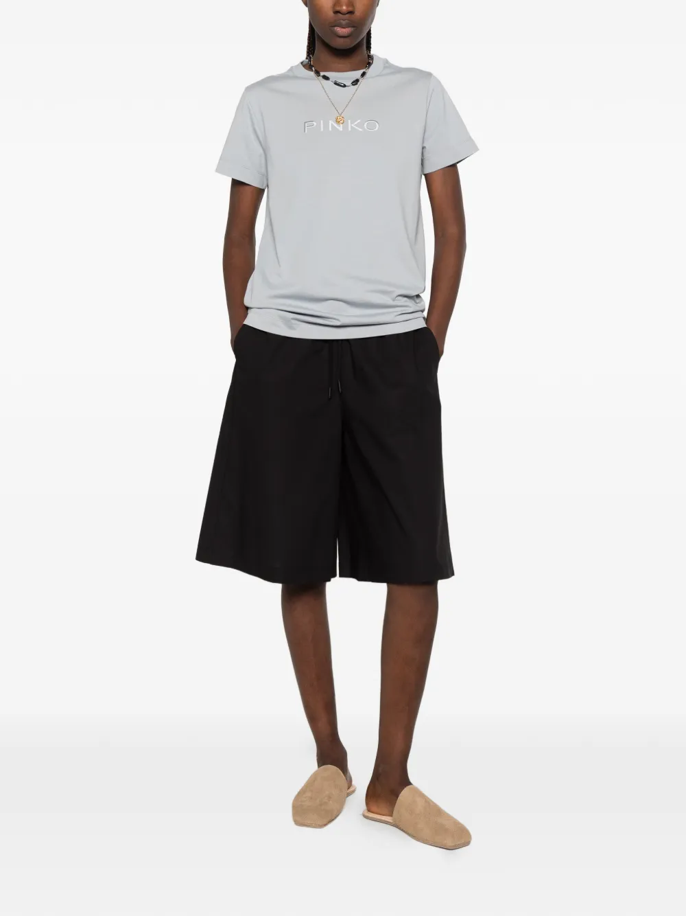 PINKO T-shirt met geborduurd logo Blauw