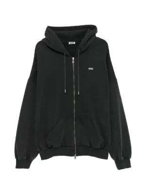 GANNI Velour zip-up Hoodie | Black | FARFETCH