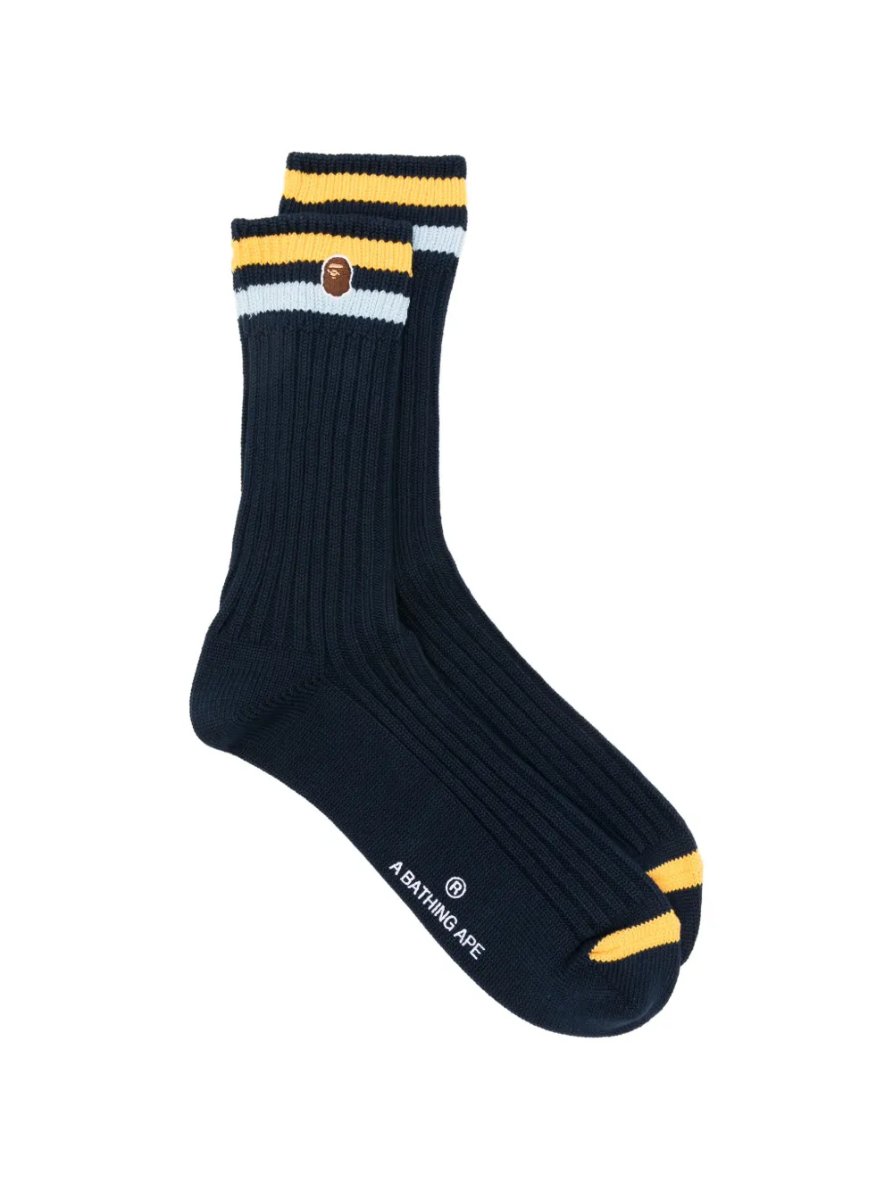 A BATHING APE® Ape Head striped socks - Blu