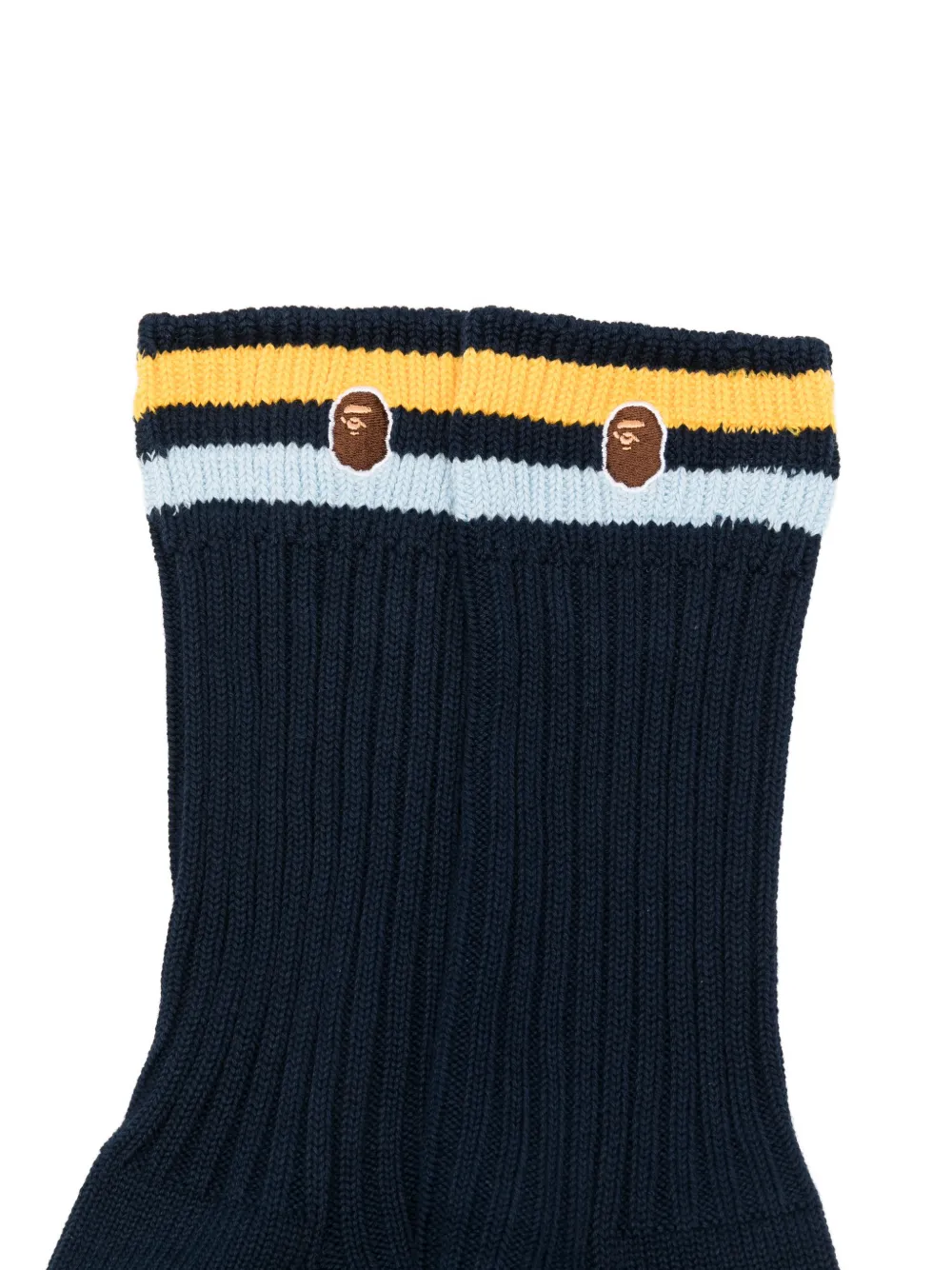 A BATHING APE Head gestreepte sokken Blauw