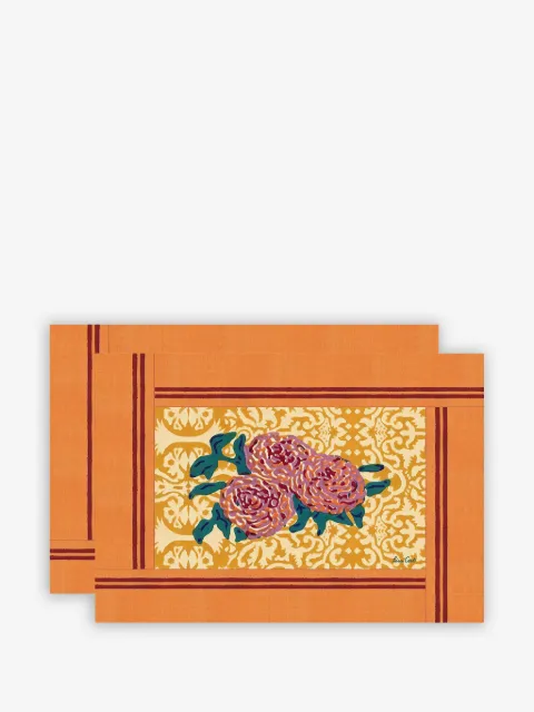 Lisa Corti floral-print striped table placemats