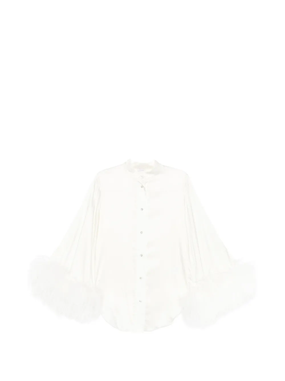 Oséree feather-trim satin blouse - Bianco