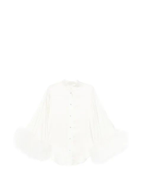 Oséree feather-trim satin blouse