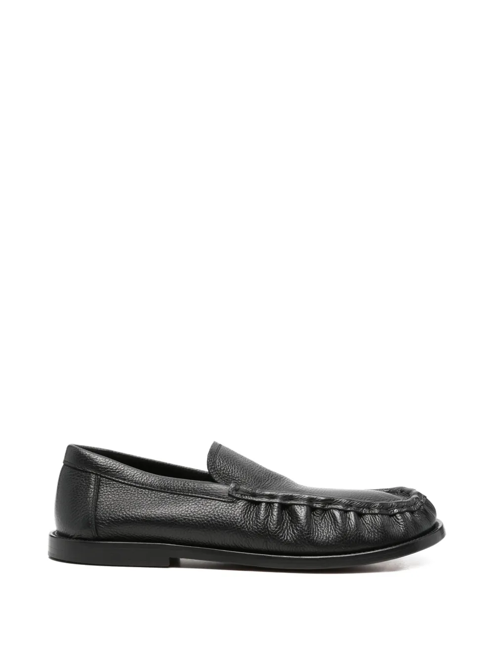 Paura grained-leather gathered loafers - Nero