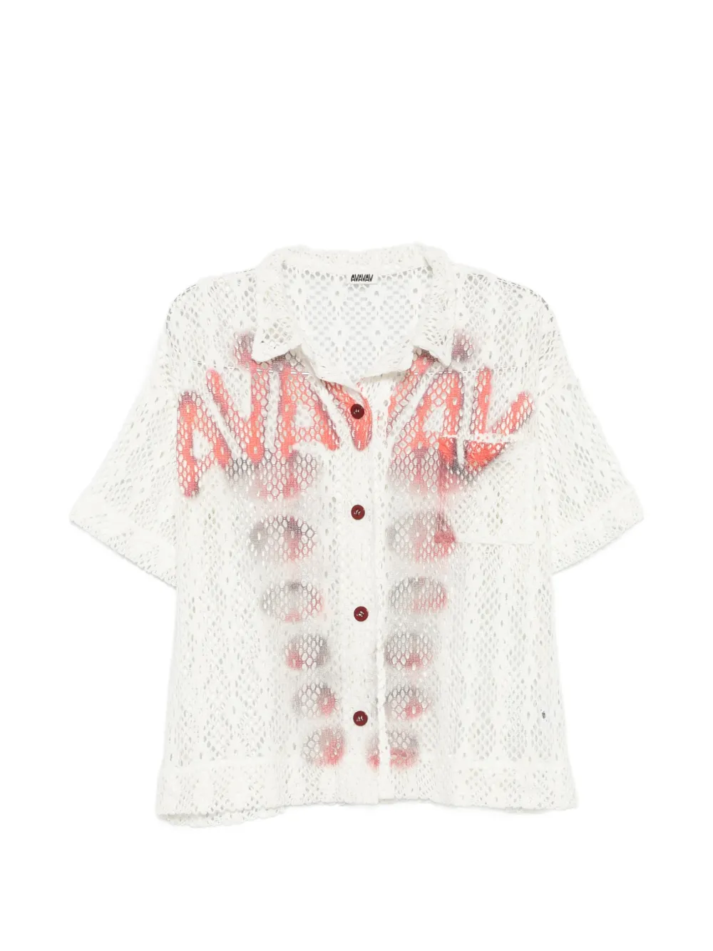 AVAVAV logo-print open-knit shirt - Bianco