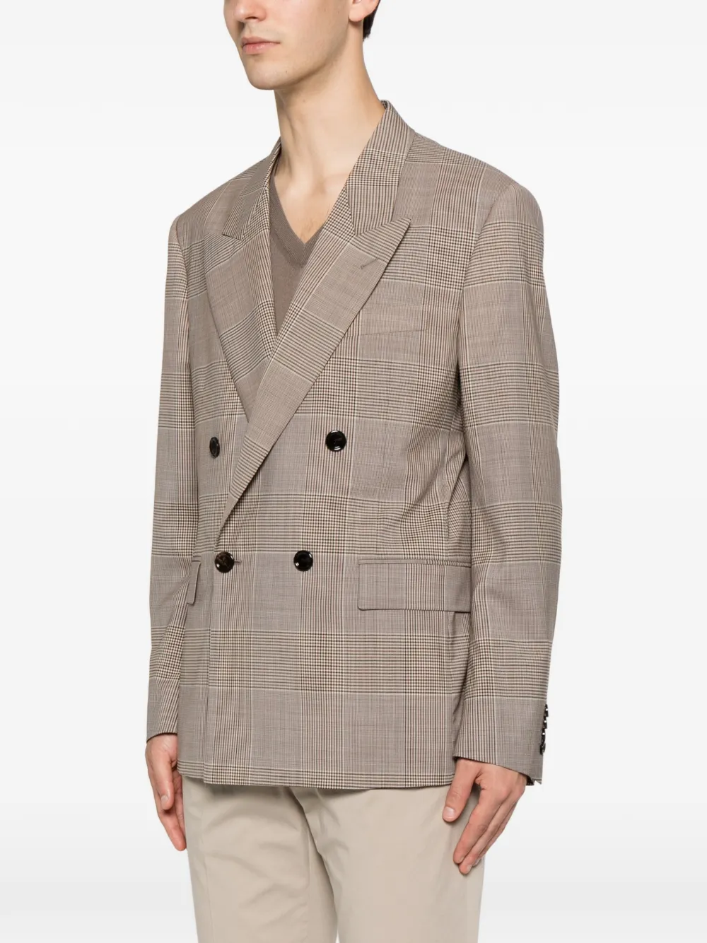 Lardini Geruite blazer met dubbele rij knopen Bruin