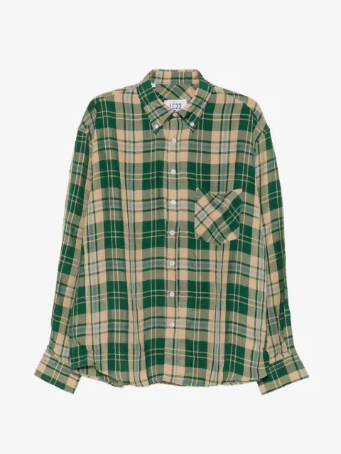 LC23 check-pattern button-down shirt