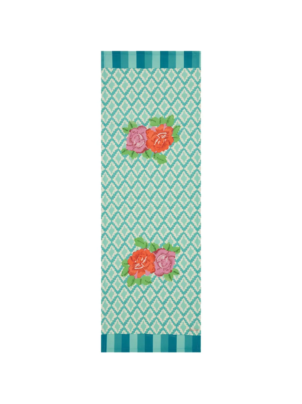 Lisa Corti floral-print geometric-pattern table runner - Blu