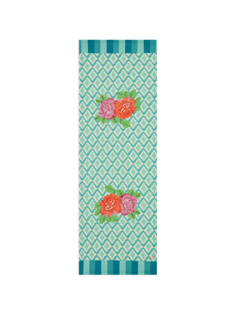 Lisa Corti floral-print geometric-pattern table runner - Blu