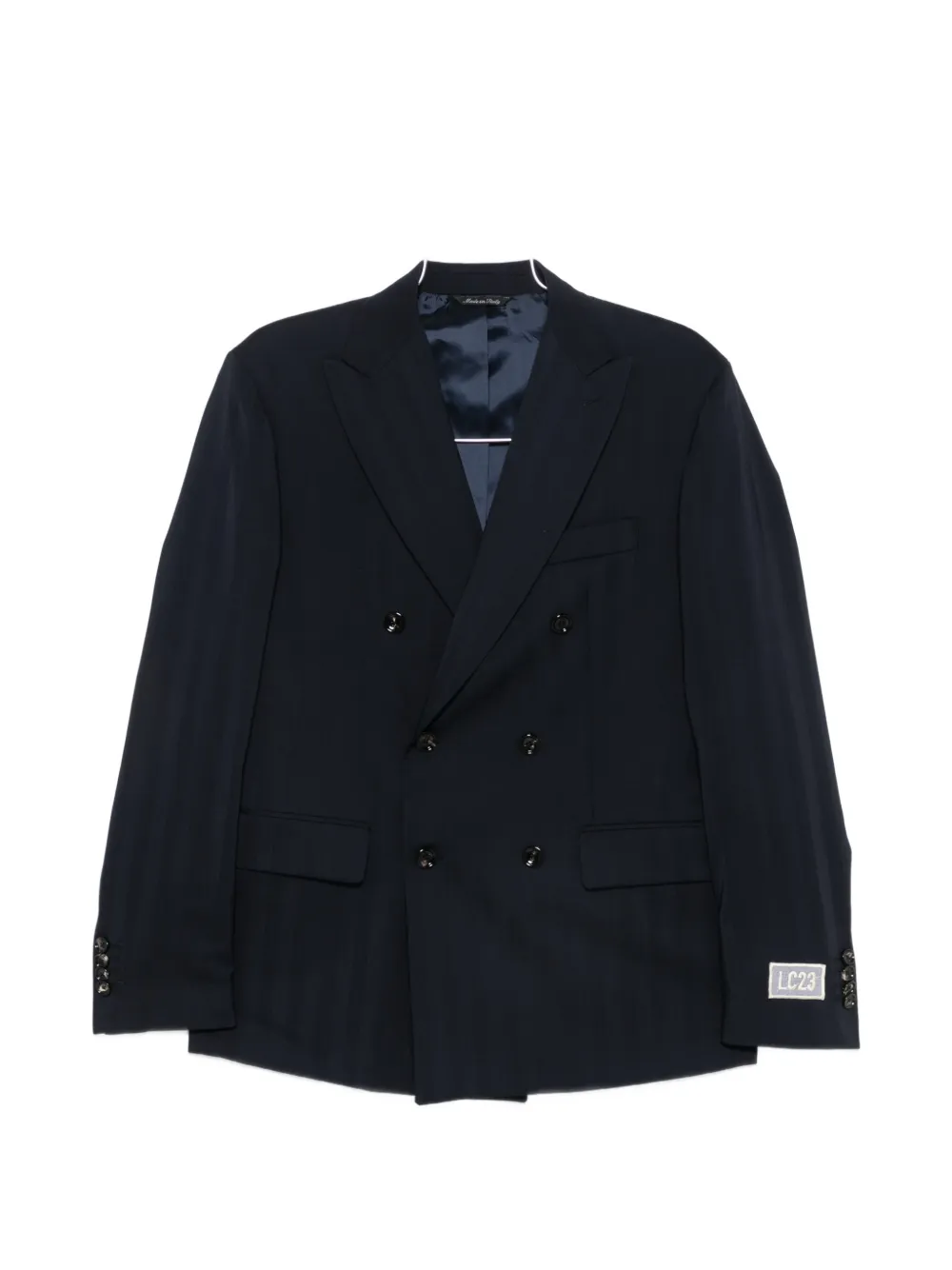 LC23 double-breasted pinstripe blazer - Blau