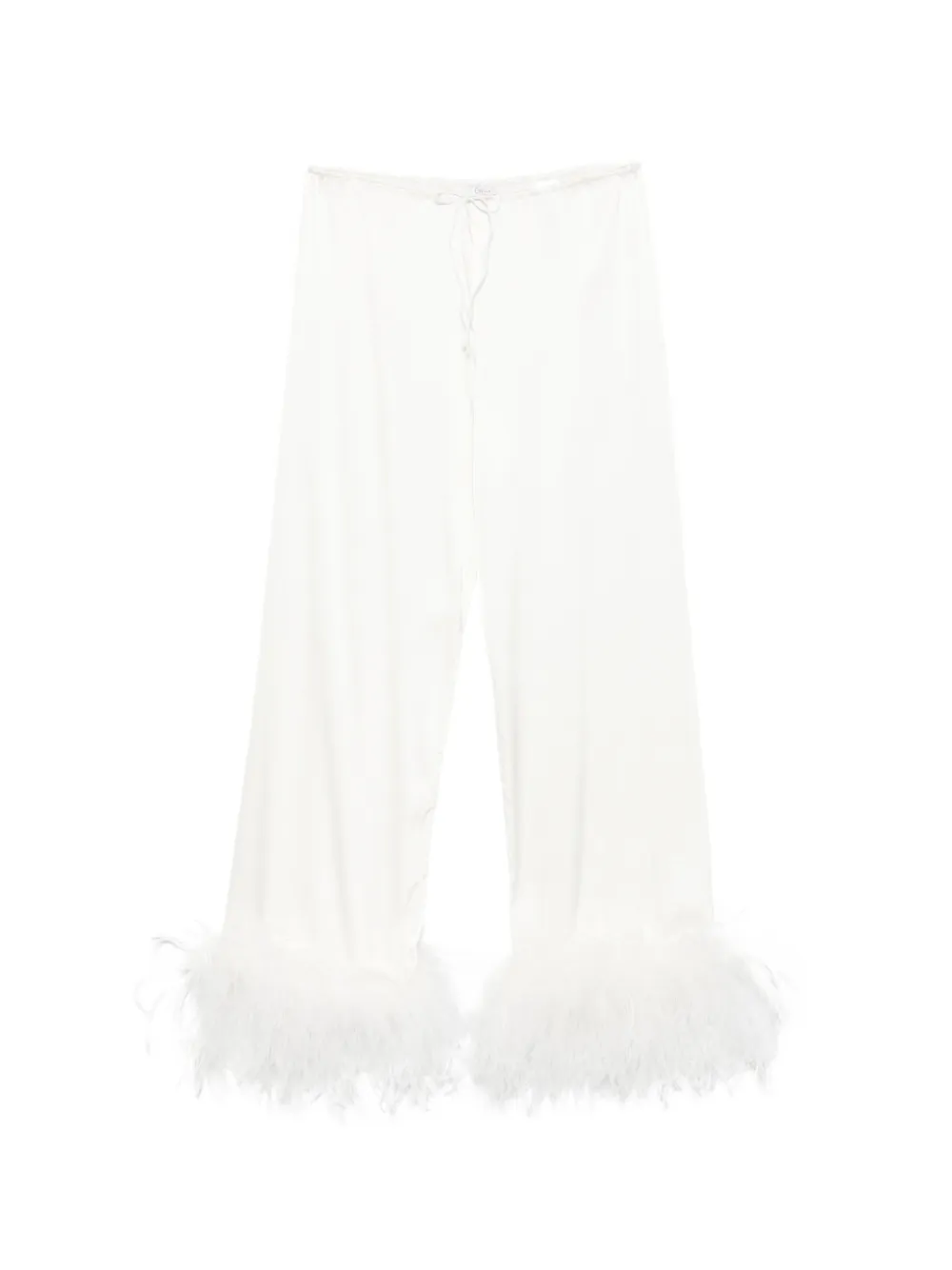 Oséree feather-trim drawstring trousers - White