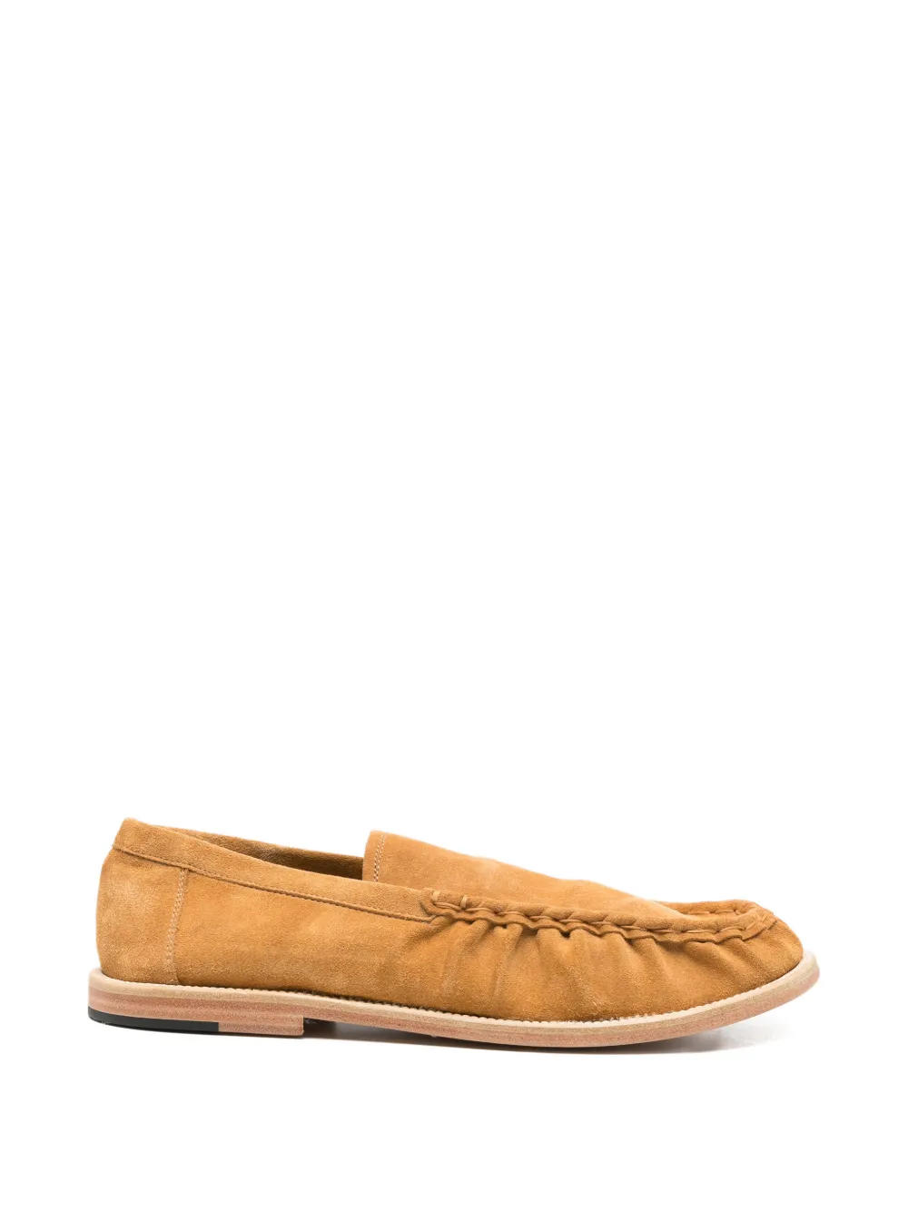 Paura ruched suede loafers - Marrone