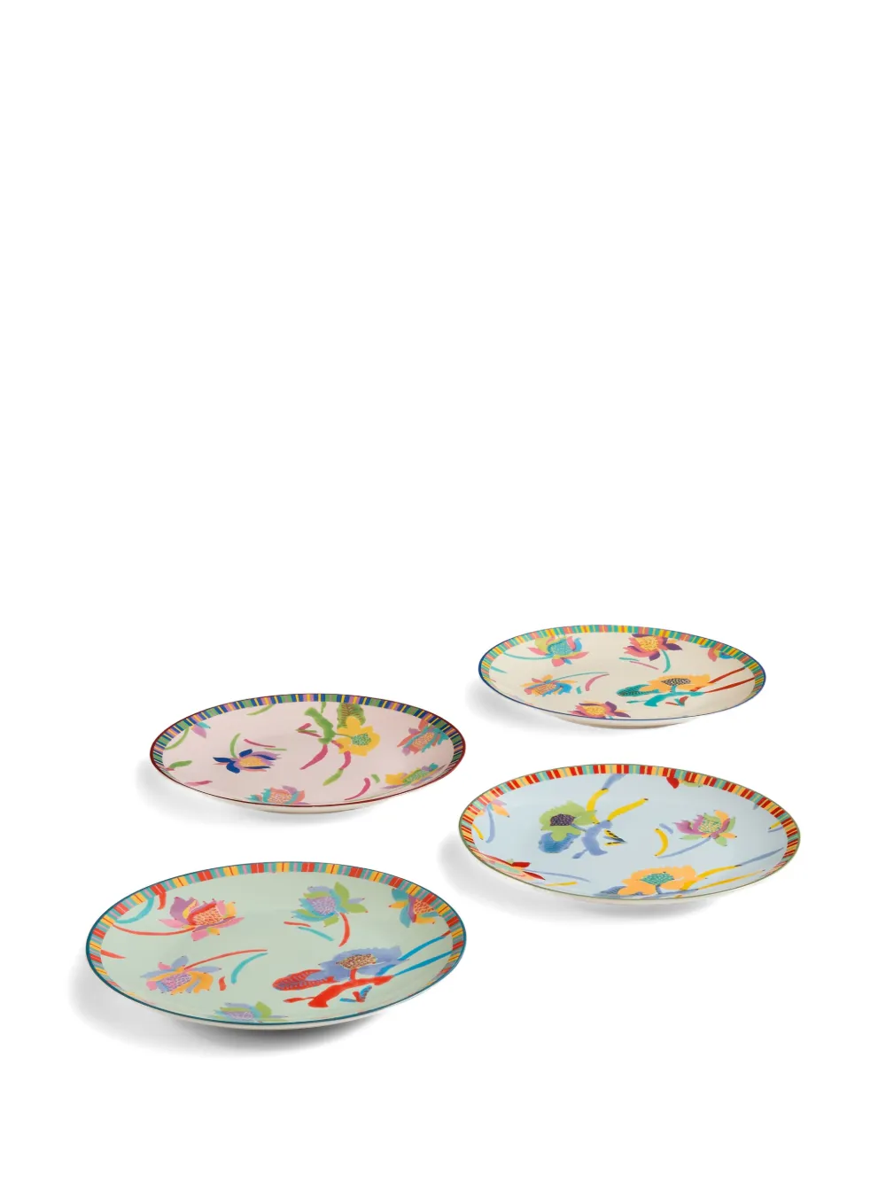 Lisa Corti Japanese floral-print plates (set of four) - Nude