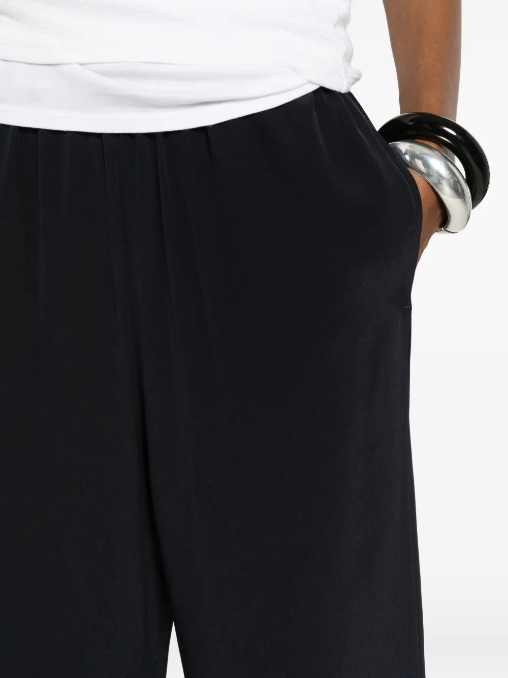 ASPESI Zijden broek met wijde pijpen Blauw