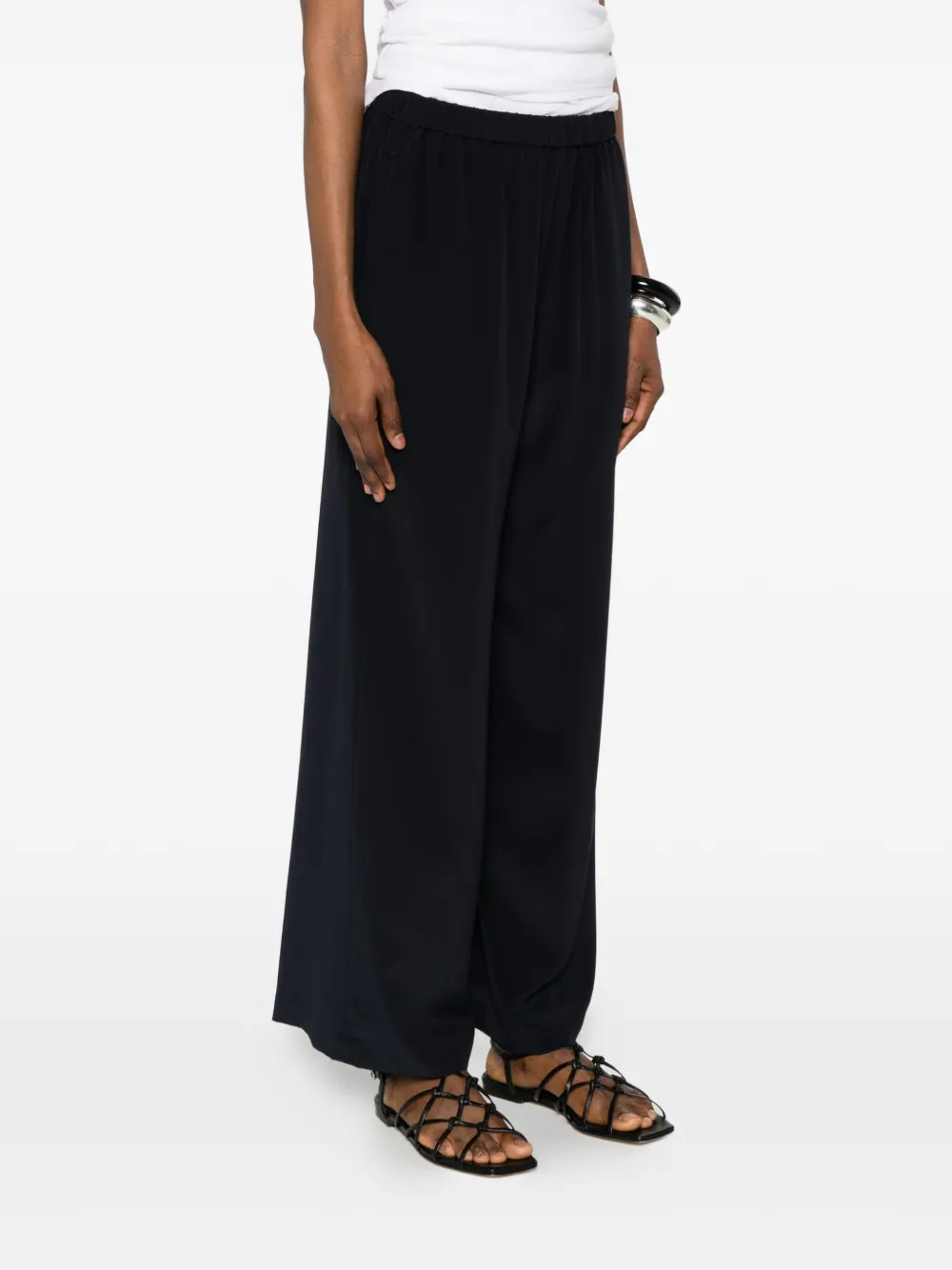ASPESI Zijden broek met wijde pijpen Blauw