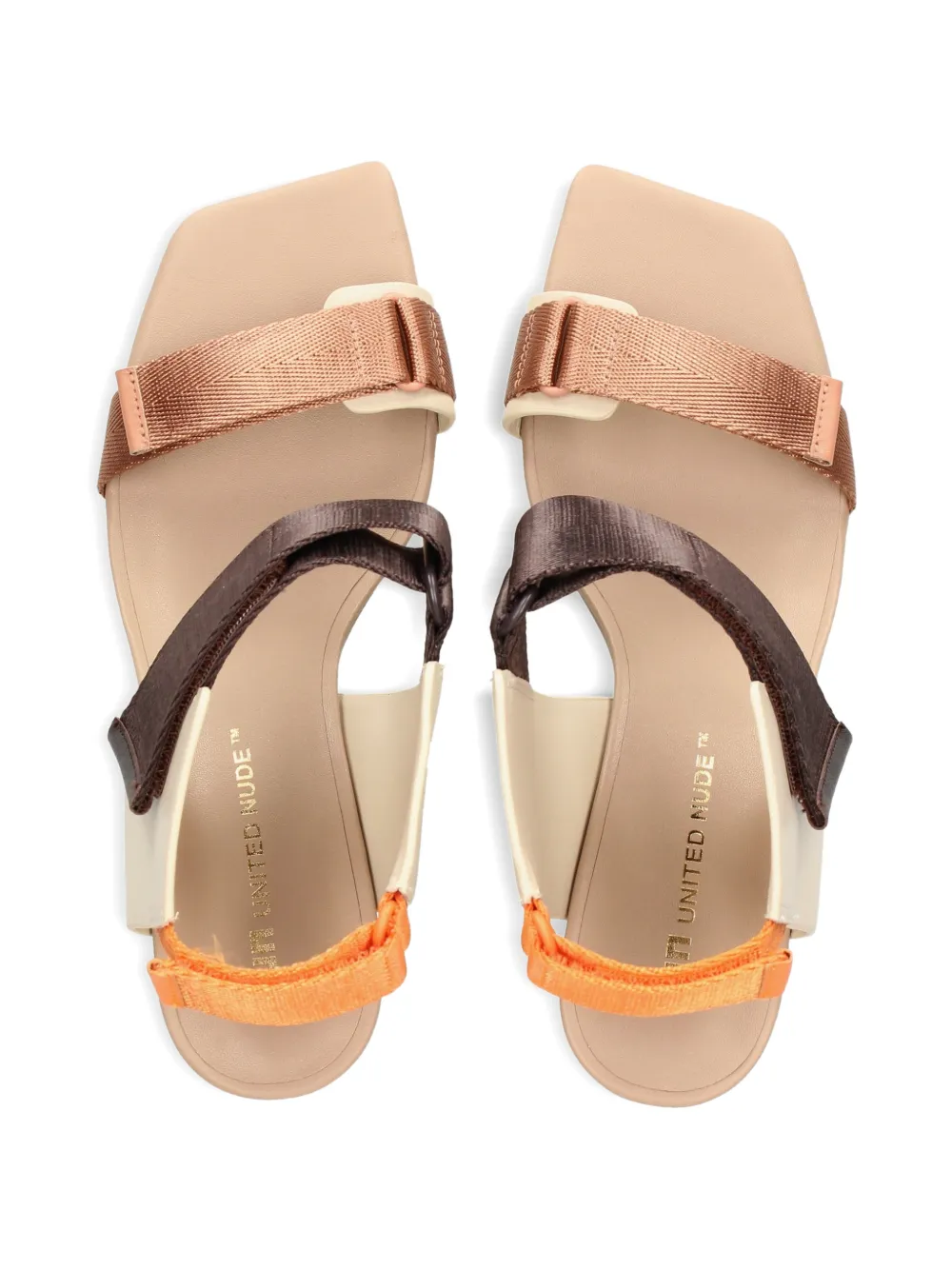United Nude Rockit Run sandalen met geometrische hak en klittenband Beige