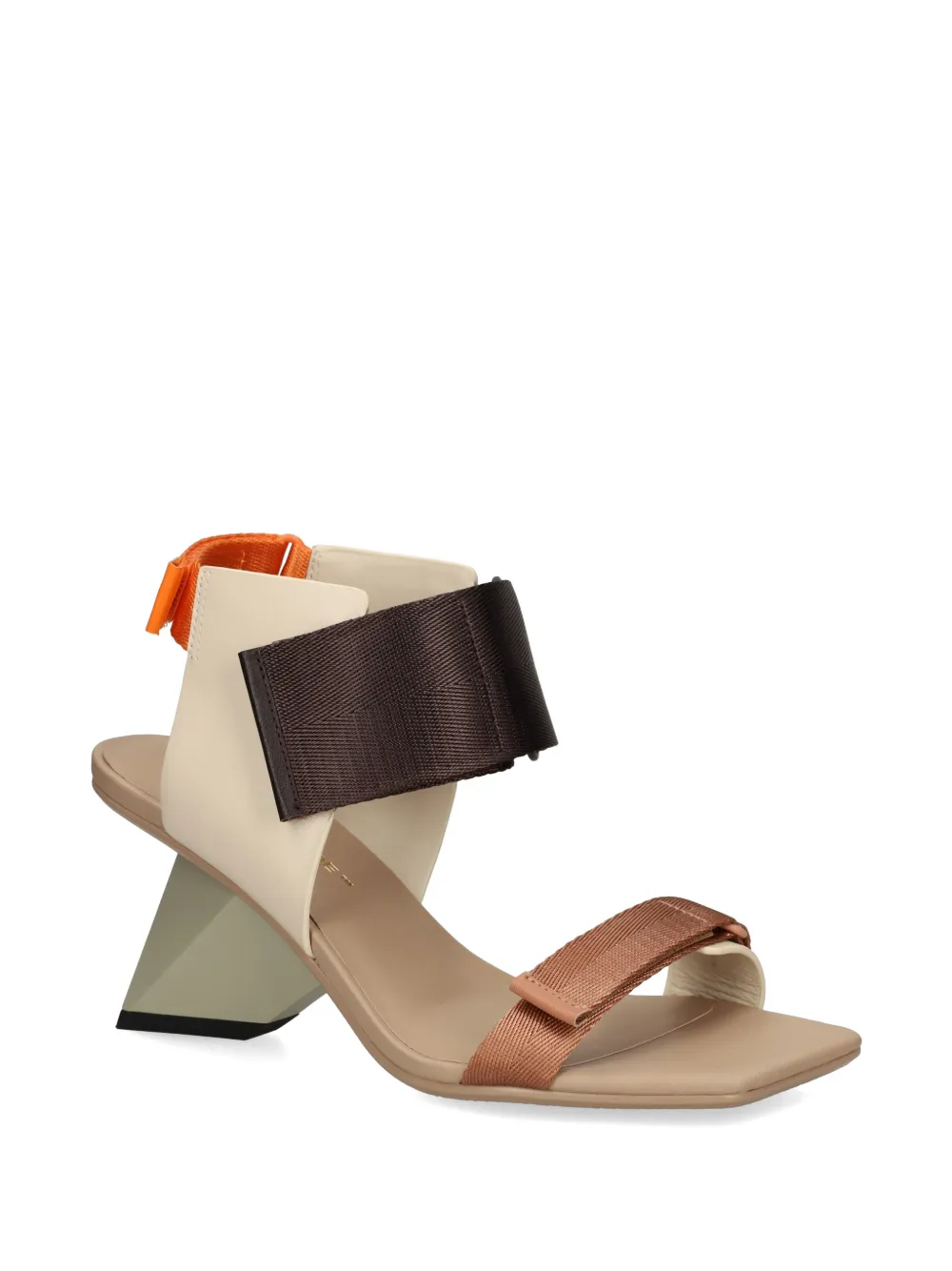 United Nude Rockit Run sandalen met geometrische hak en klittenband Beige