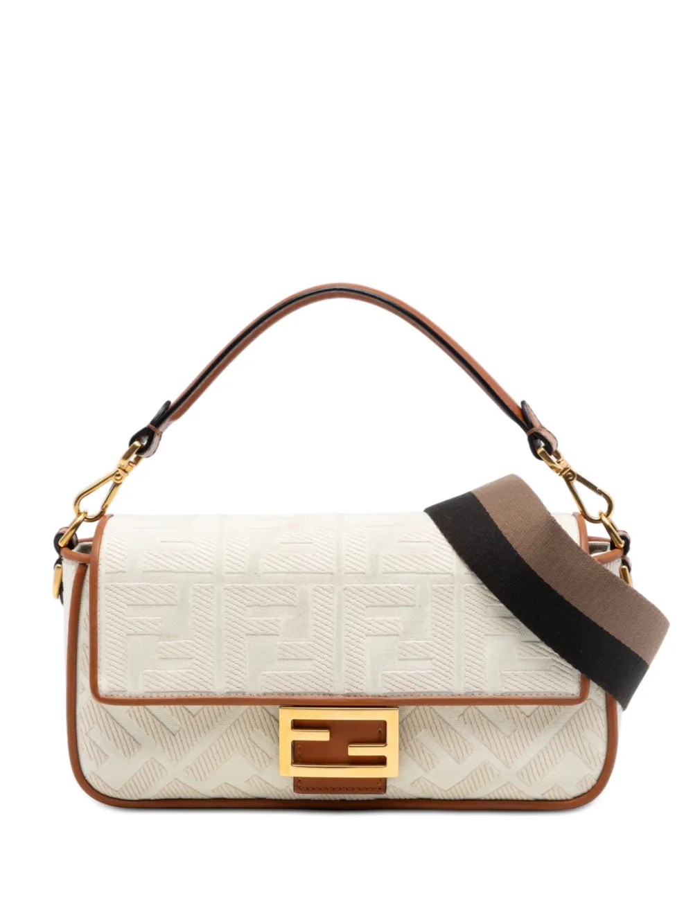 Fendi Pre-Owned 2010-2025 Zucca Embroidered Canvas Baguette satchel - Toni neutri