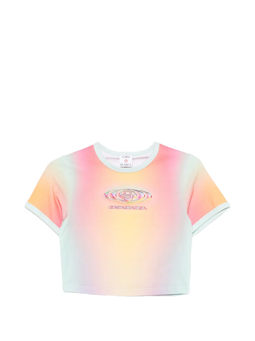 Casablanca printed cropped T-shirt - Blu