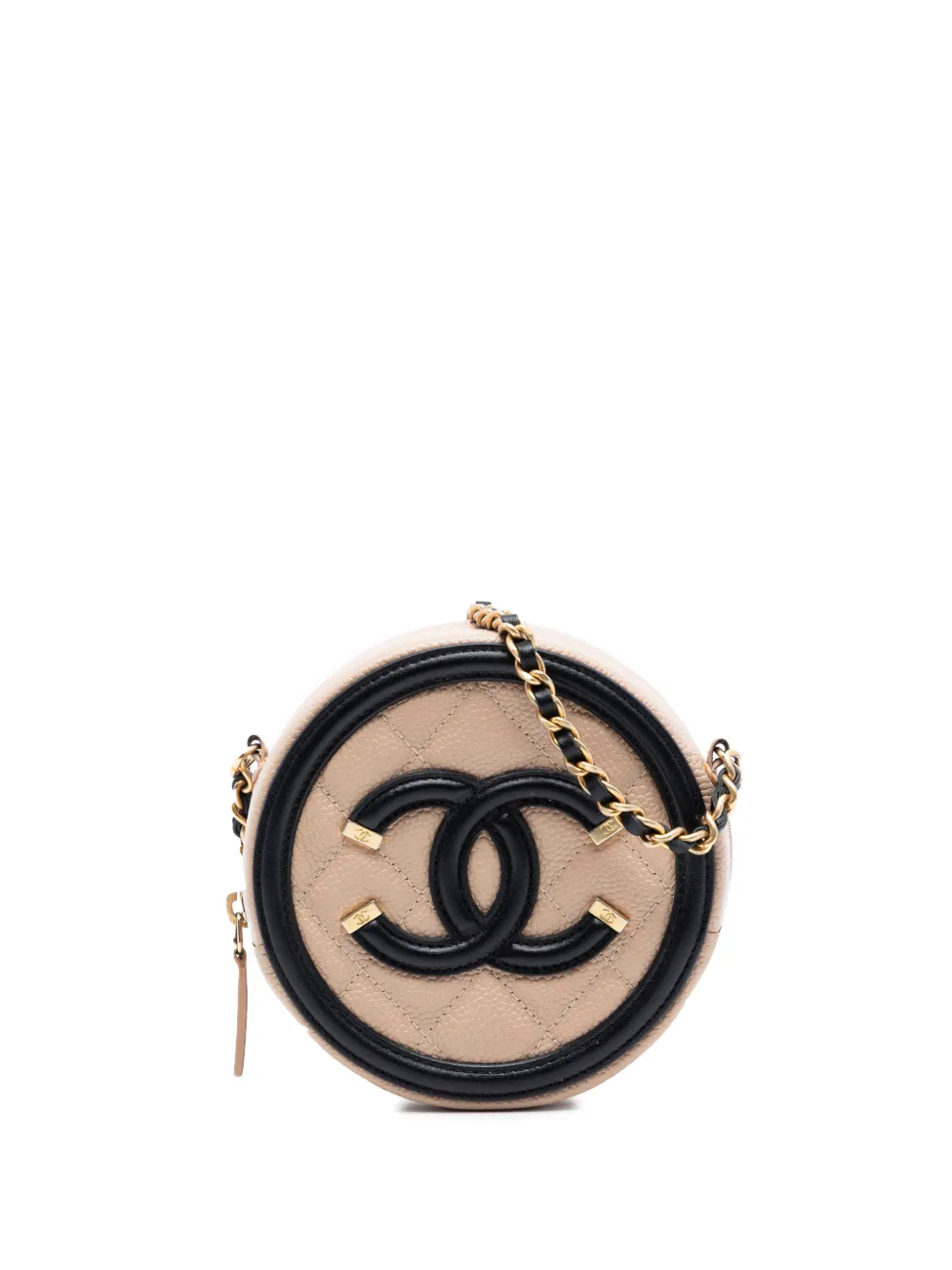 CHANEL Pre-Owned 2019 Caviar CC Filigree Round crossbody bag - Toni neutri