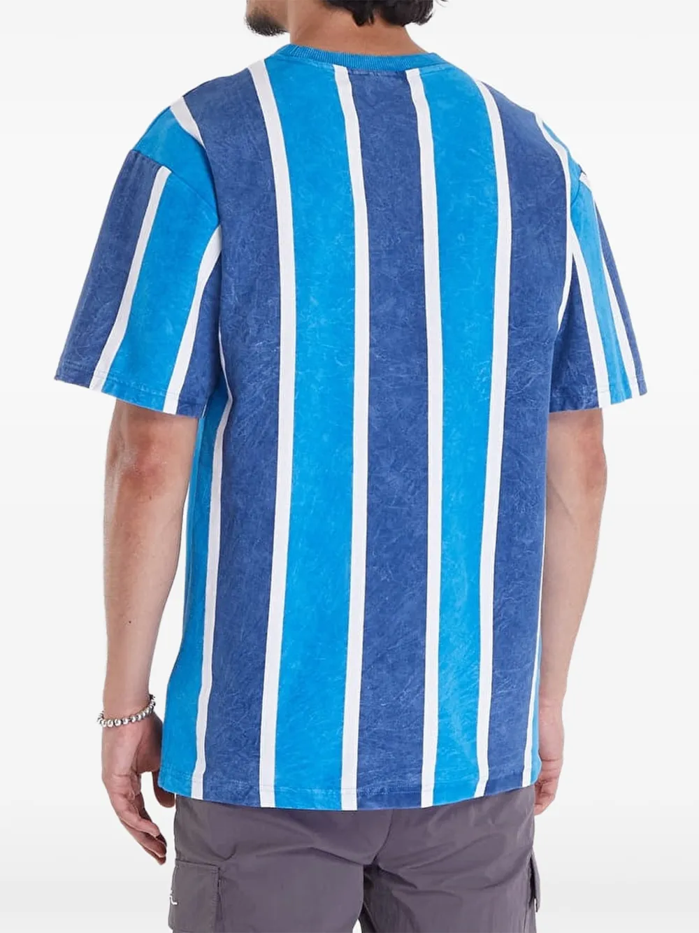 karl kani Gestreept T-shirt met logodetail Blauw