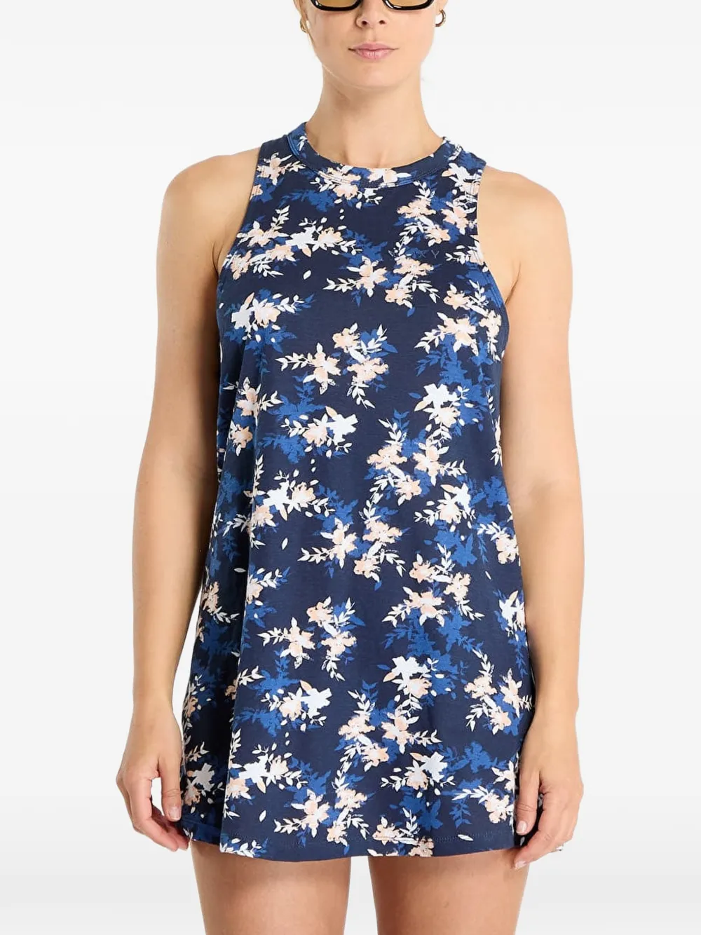 ROXY Jurk met bloemenprint en racerback Blauw