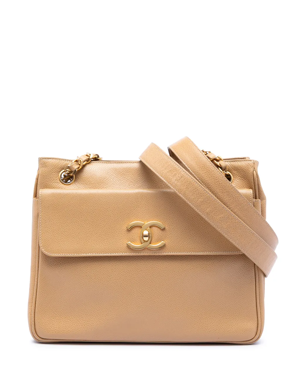 CHANEL Pre-Owned 1994-1996 CC Caviar Front Pocket Chain shoulder bag - Toni neutri
