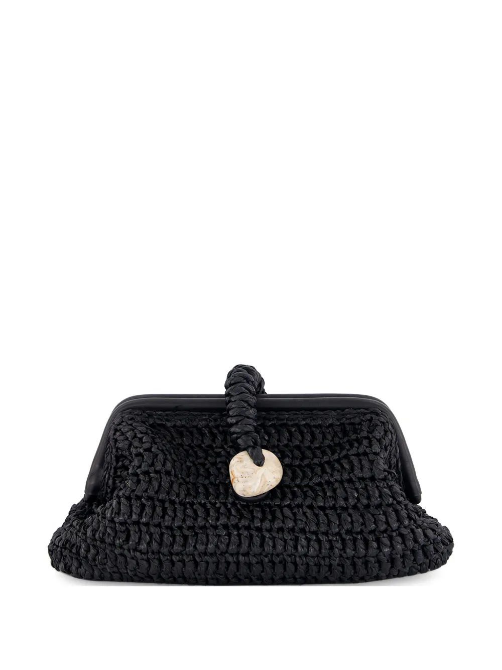 SERENA UZIYEL Delphine raffia clutch bag - Nero