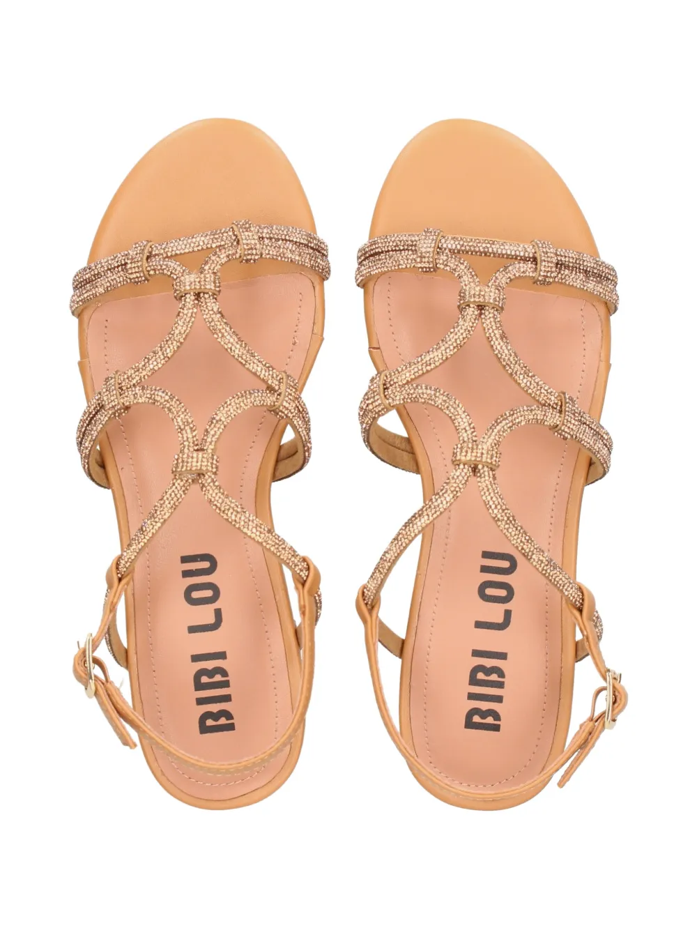 Bibi Lou Quail crystal-embellished caged sandals Beige