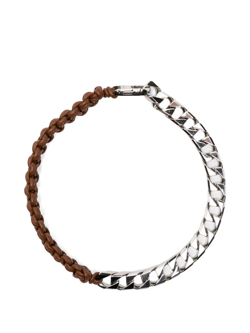 Plan C braided leather curb-link necklace - Argento