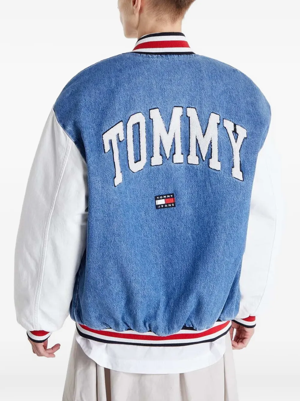  Tommy Hilfiger Veste Teddy Letterman à Patch Logo - Bleu 