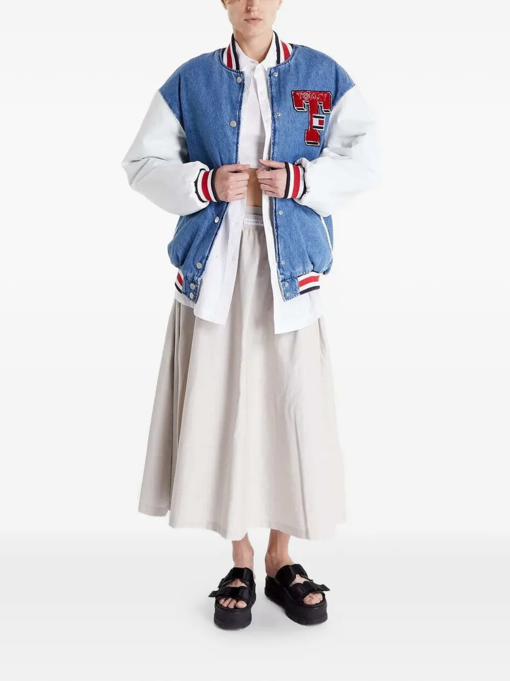  Tommy Hilfiger Veste Teddy Letterman à Patch Logo - Bleu 