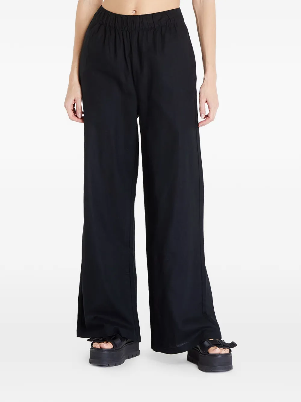 Urban Classics Pantaloni a gamba ampia con vita elasticizzata - Nero