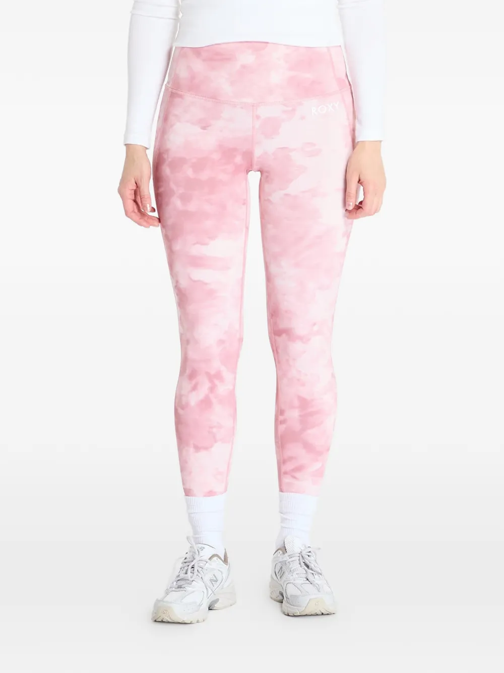 Roxy Wide Awake Cloud-dye Logo-print Leggings In Pink