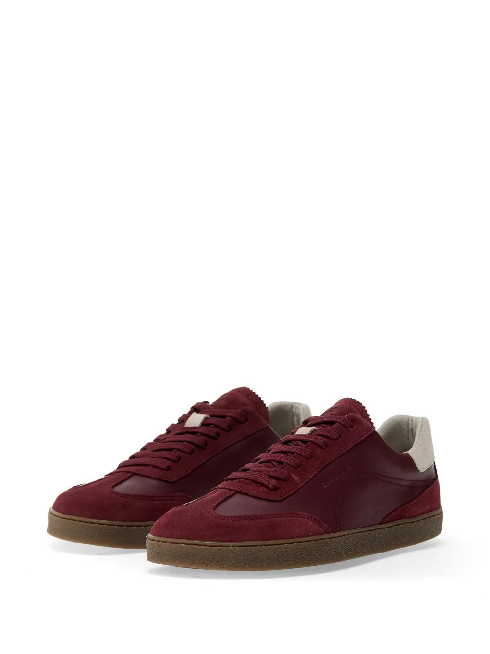 GROUNDIES Panama leren sneakers met suède vlakken Rood