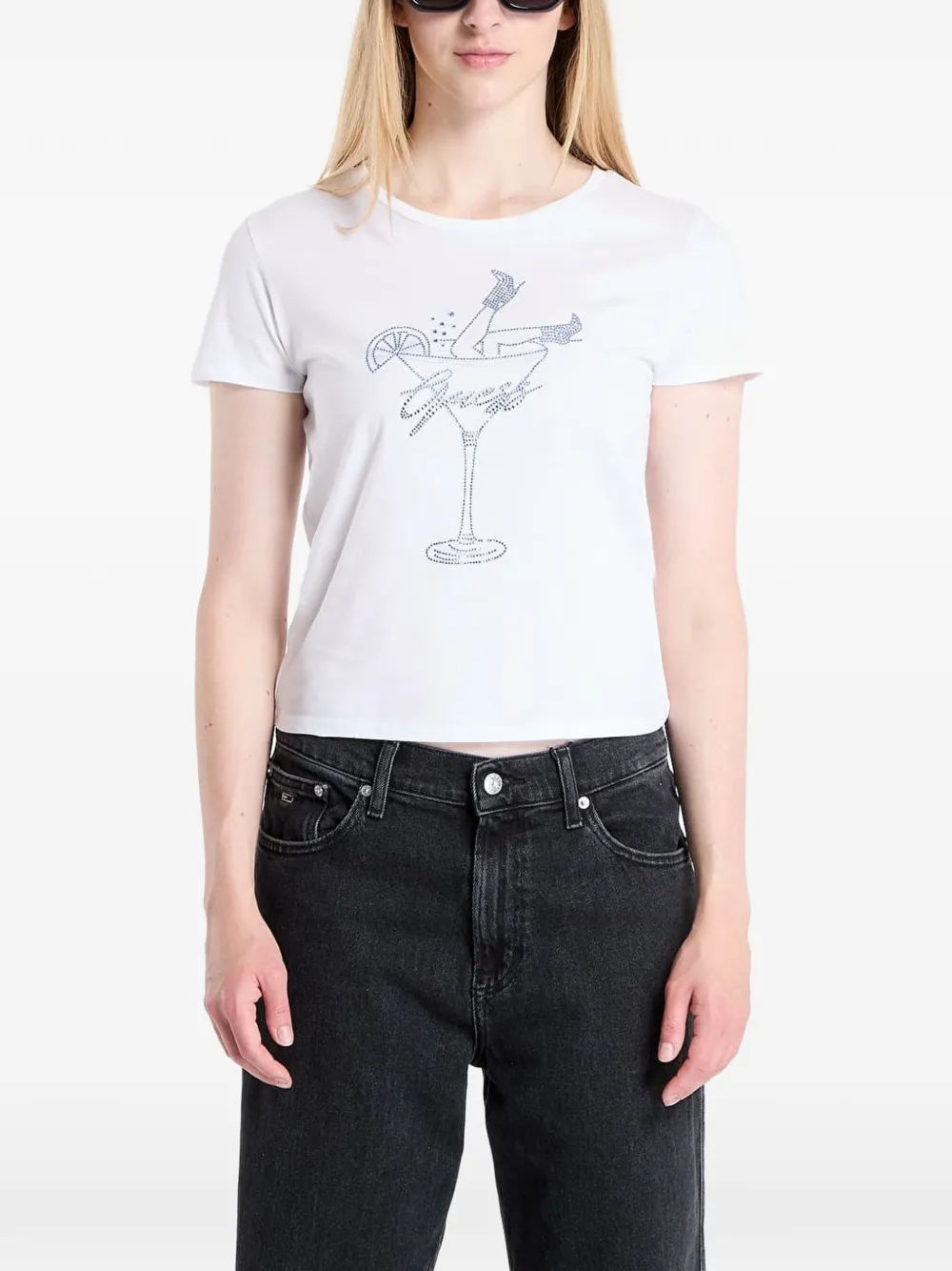 GUESS USA rhinestone-embellished T-shirt - Bianco