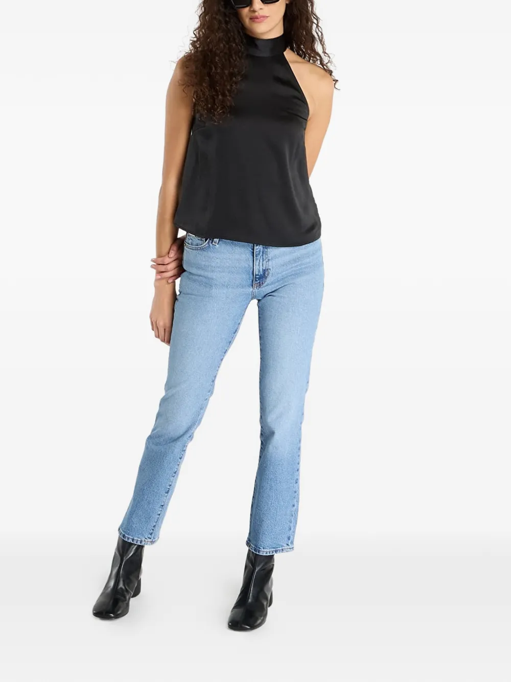 Samsoe & Samsoe Sarheos Halterneck Satin Top In Black