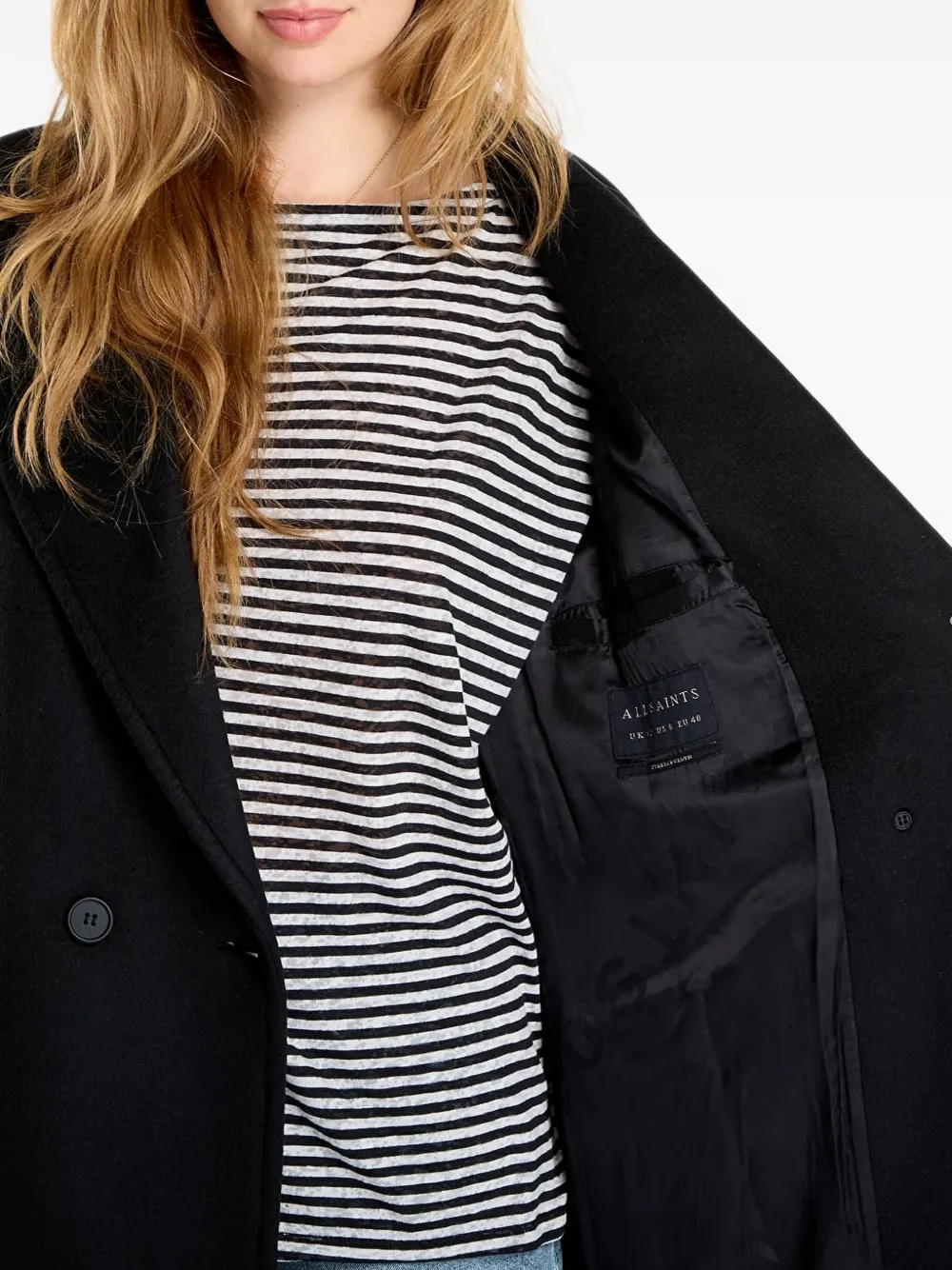 AllSaints Mabel jas met dubbele rij knopen Zwart