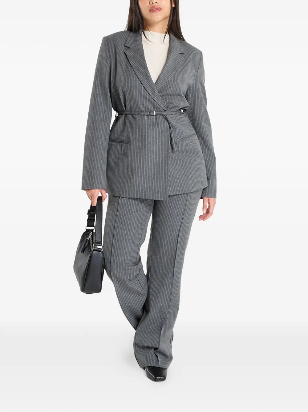  Samsoe Samsoe Blazer Salot A Rayas Diplomáticas - Gris 