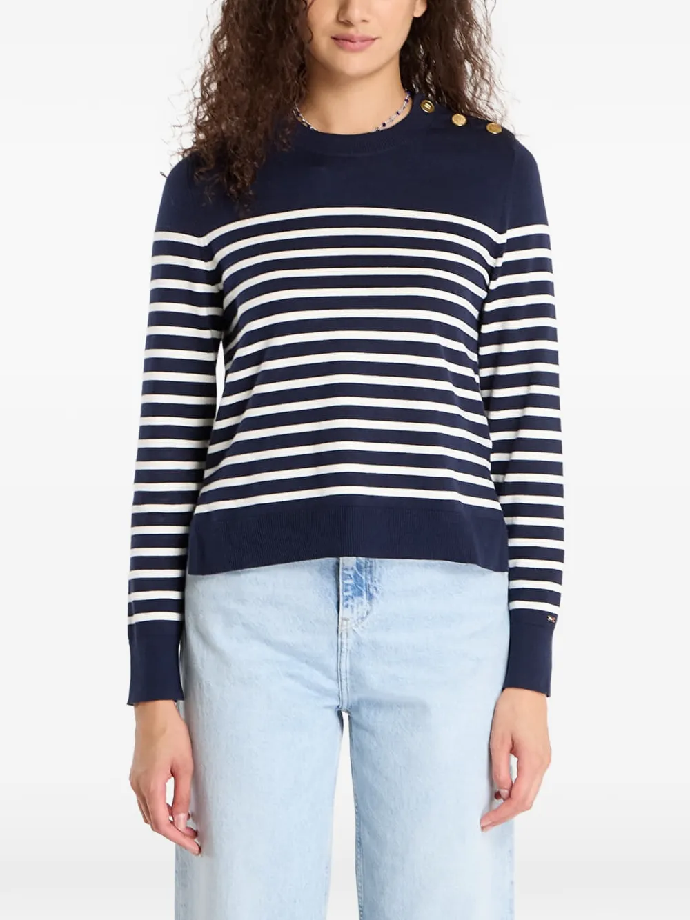 Tommy Hilfiger striped button-detail sweater - Blu