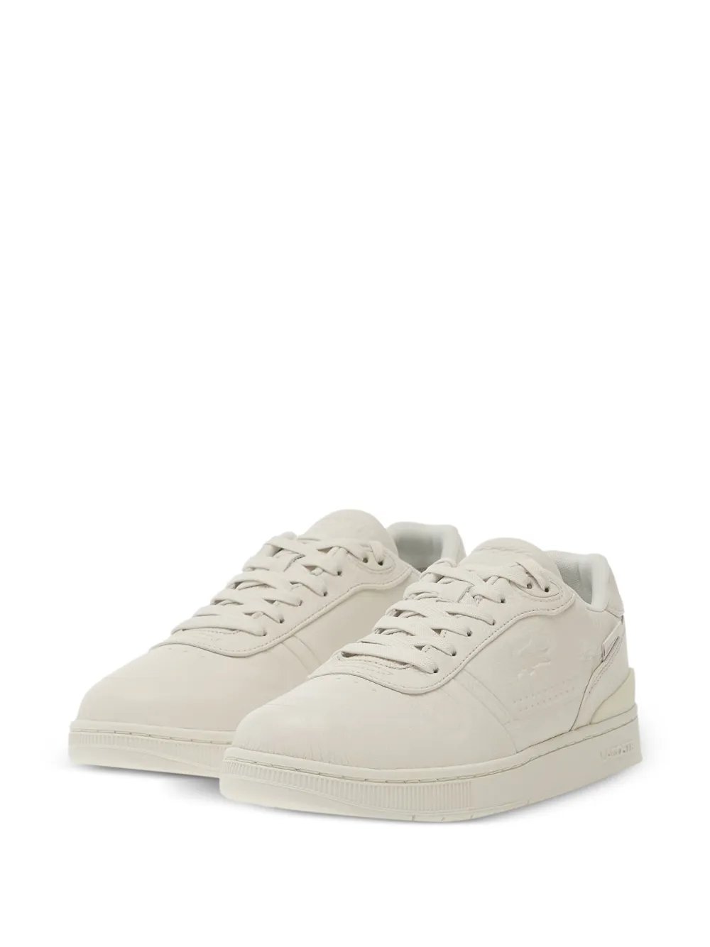 Lacoste T-Clip Shield leren sneakers met logo-reliëf Beige