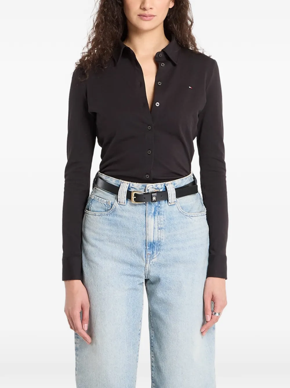 Tommy Hilfiger logo-patch long-sleeve shirt - Nero