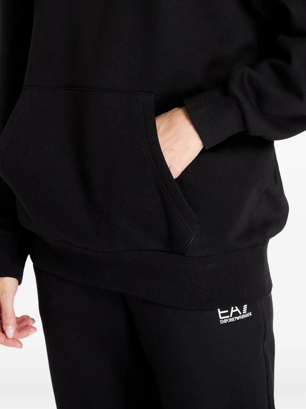 Ea7 Emporio Armani Hoodie met logoprint en trekkoord Zwart