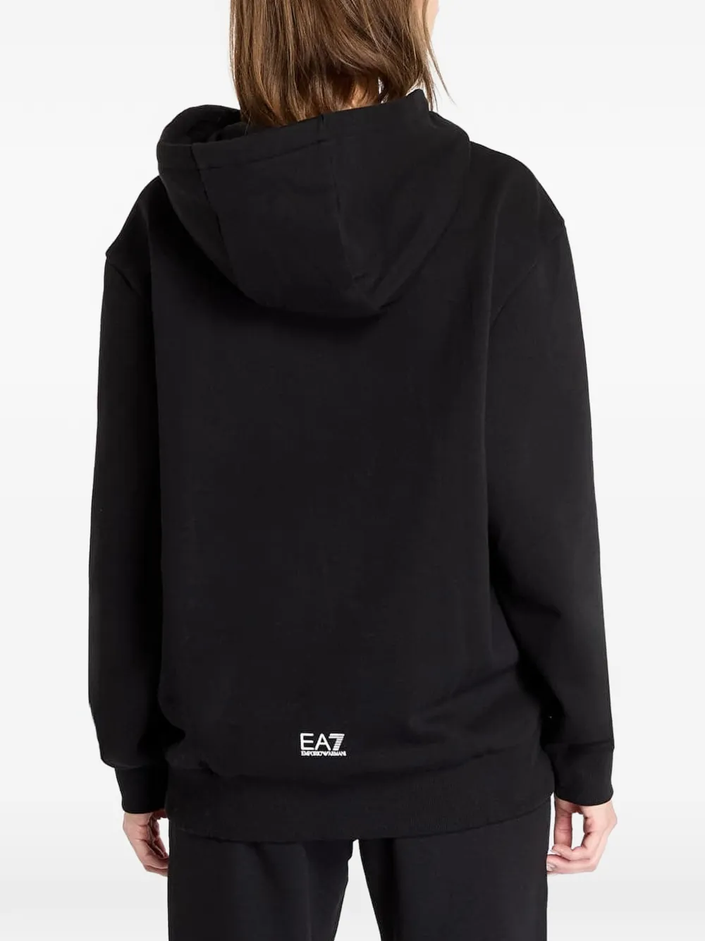 Ea7 Emporio Armani Hoodie met logoprint en trekkoord Zwart