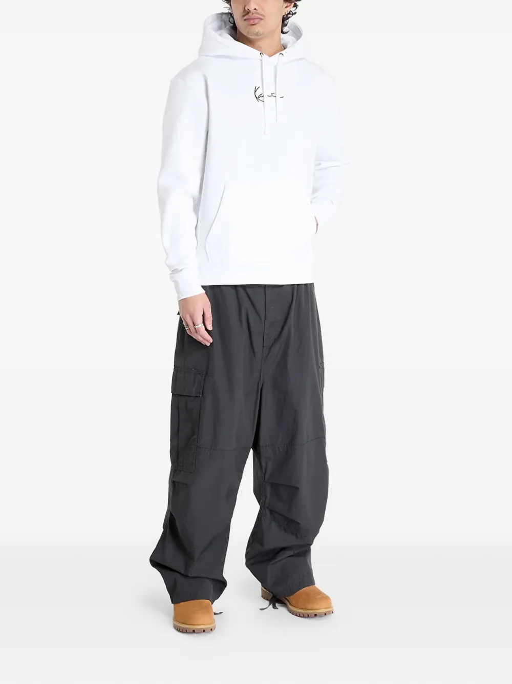 karl kani Hoodie met logodetail Wit