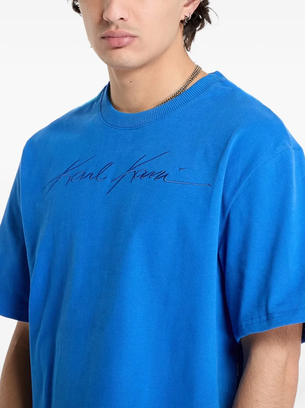 karl kani T-shirt met geborduurd logo Blauw