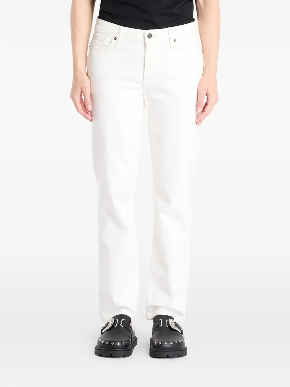 Guess Usa G08 Logo-patch Jeans In White
