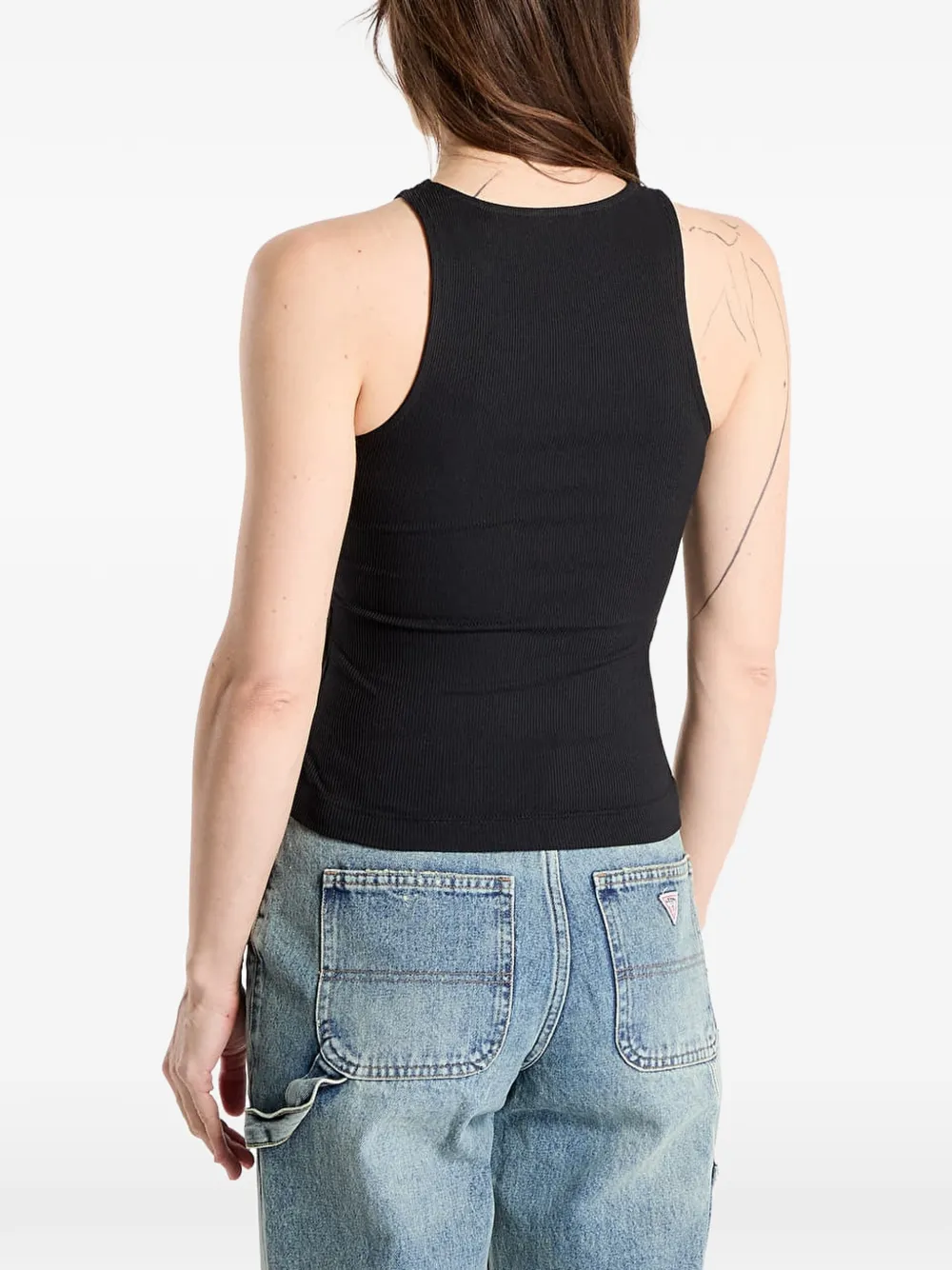 GUESS USA logo-embellished ribbed vest Zwart